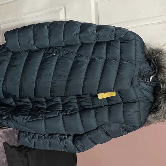 Jackets & Blazers - Plus size  Zip Up Snap Button Fuzzy Trim Hooded Puffer Coat